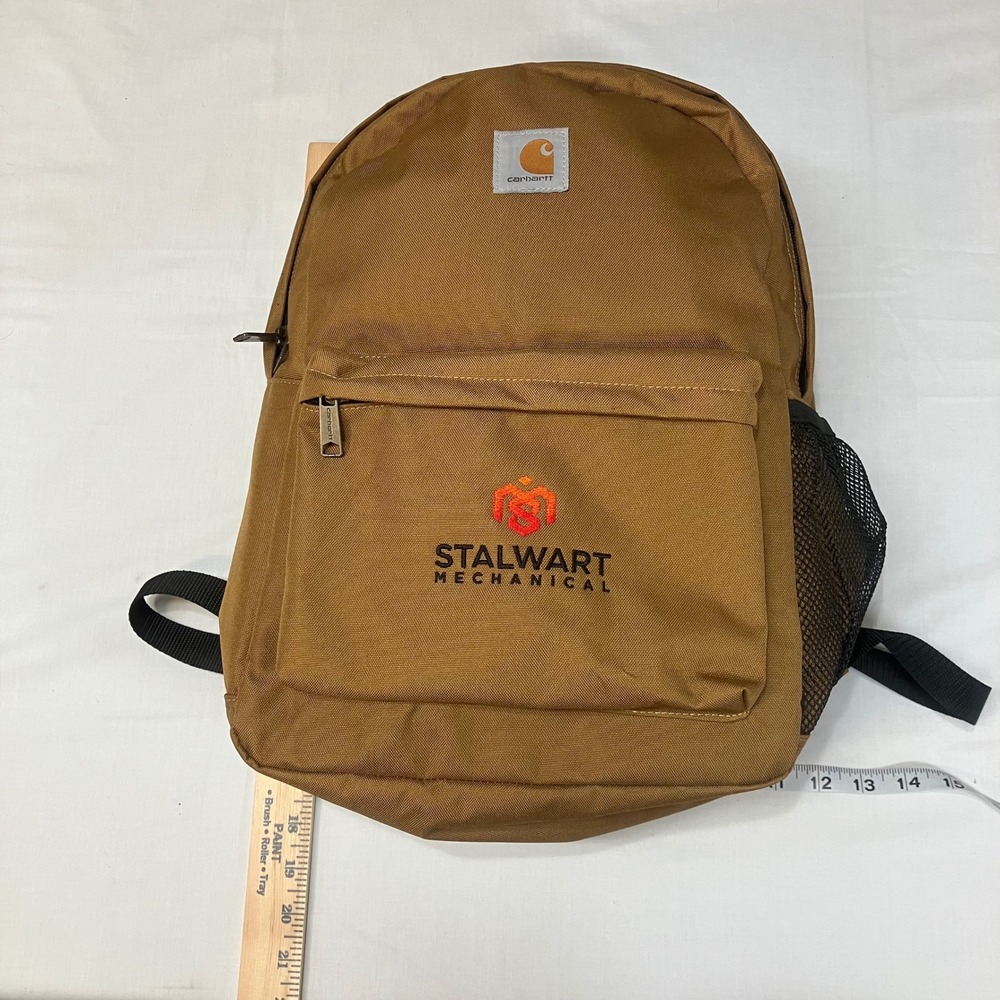 Carhartt Brown Canvas Backpack Stalwart Mechanical Embroidered Work Bag Utility - Picture 12 of 12